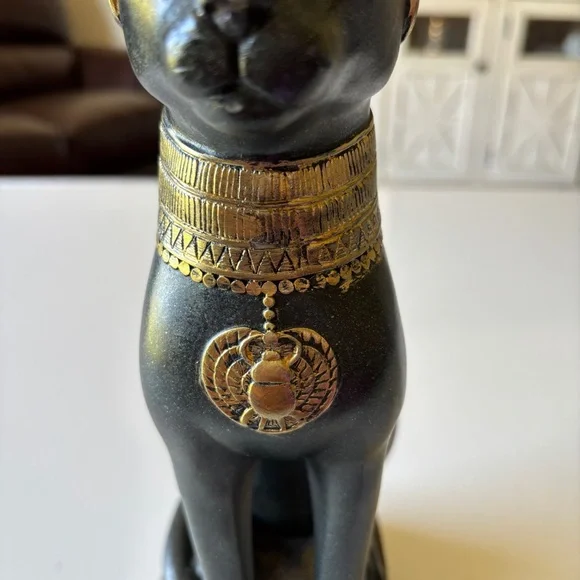 Egyptian Cat Home Decor Bastet Collectible Sphynx 11” Figurine - Picture 7 of 12